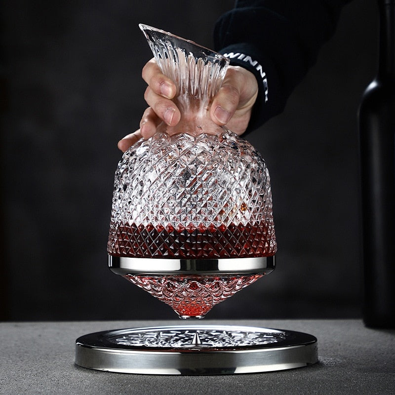 Decanter 360 Rotating Tumbler 1500ml Decanter Dispenser Crystal Glass Bottle Wine Aerator Mirror Jug Gift Bar Decorate Glassware