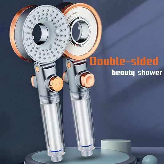 ZhangJi Double Sided Unique Shower Head Bathroom 3 Jettings Water Saving Filtration Round Rainfall Adjustable Nozzle Sprayer