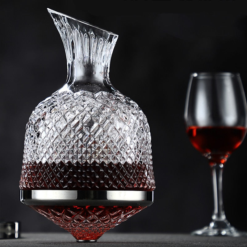 Decanter 360 Rotating Tumbler 1500ml Decanter Dispenser Crystal Glass Bottle Wine Aerator Mirror Jug Gift Bar Decorate Glassware